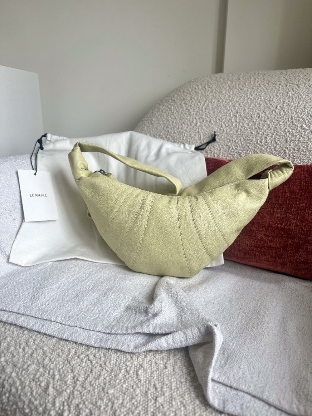 LEMAIRE SMALL CROISSANT BAG IN LEATHER | Color: Dusty Yellow